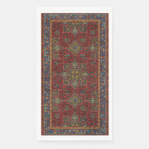 Vintage Persian Rug Pattern Red Blue Arabesque Paper Guest Towels