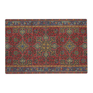 Vintage Persian Rug Pattern Red Blue Arabesque Placemat