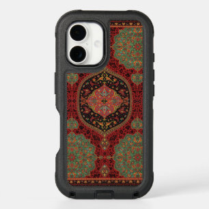 Vintage Persian Rug Pattern Red Green Arabesque iPhone 16 Case