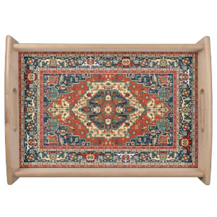 Vintage Persian Style Ornamental Mandala Pattern Serving Tray