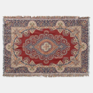 Vintage Persian Style Ornamental Mandala Pattern Throw Blanket