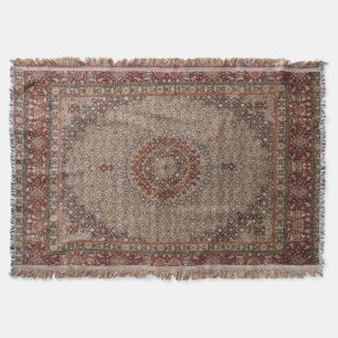 Vintage Persian Turkish Oriental Rug Carpet Throw Blanket