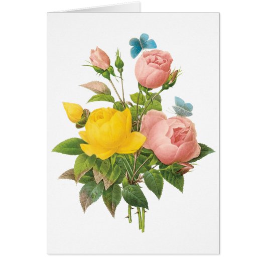 Vintage Persian Yellow Rose Tea Roses by Redoute (Front)