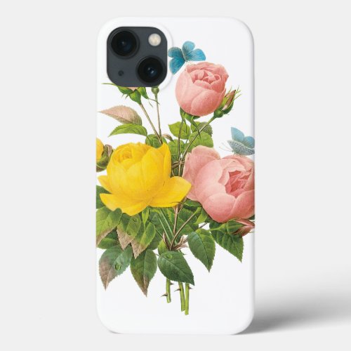Vintage Persian Yellow Rose Tea Roses by Redoute iPhone 13 Case