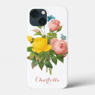Vintage Persian Yellow Rose Tea Roses by Redoute iPhone 13 Mini Case