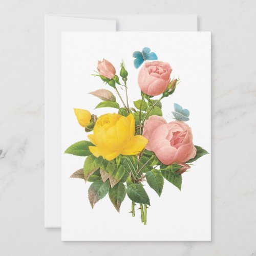 Vintage Persian Yellow Roses by Redoute Invitation