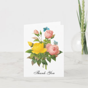 Vintage Persian Yellow Roses by Redoute, Thank You Card