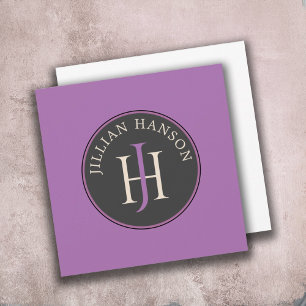 Vintage Personal Monogram Name Logo Pale Purple Note Card