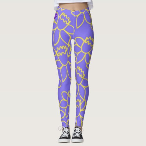 VINTAGE PERSONALISED FLORAL RESTROSTYLE PURPLE LEGGINGS