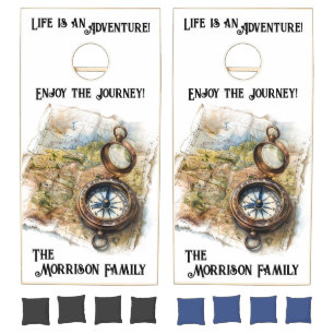 Vintage Personalizable Life Is An Adventure Cornhole Set