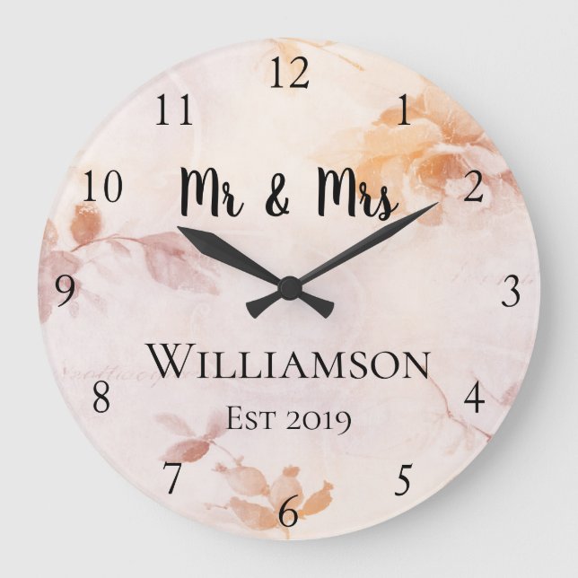 Vintage Personalized Antique Floral Custom Large Clock (Front)