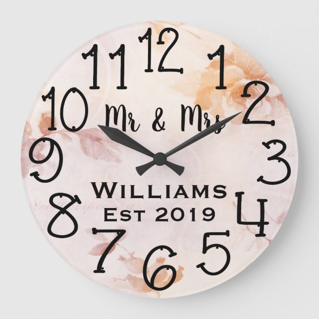 Vintage Personalized Antique Floral Custom Large Clock (Front)