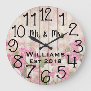 Vintage Personalized Antique Rose Wood Custom Large Clock
