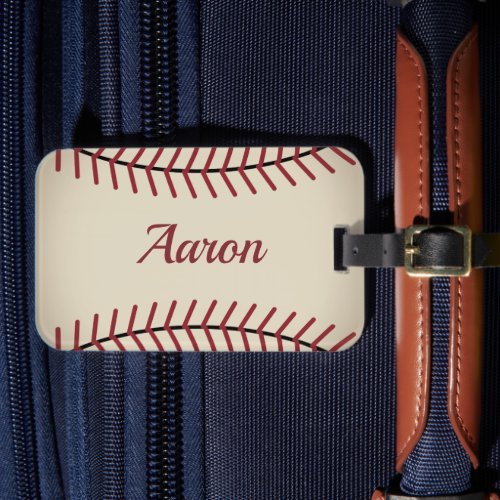 Vintage Personalized Baseball Gift Luggage Tag