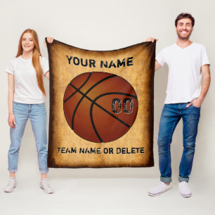 Vintage, Personalized Basketball Blankets, Sherpa Fleece Blanket