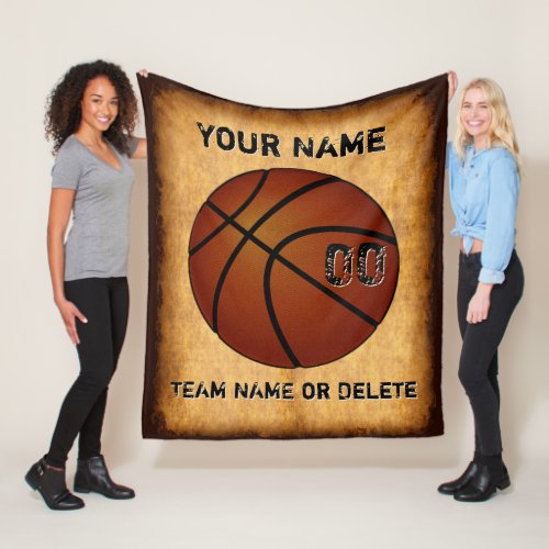 Vintage Personalized Basketball Blankets Sherpa  Fleece Blanket