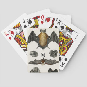 Vintage Personalized Bats Gift Illustration Button Poker Cards