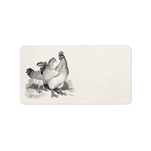 Vintage Personalized Chicken Rooster Cochin Birds Label