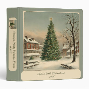 Vintage Personalized Christmas Card Holder 3 Ring Binder