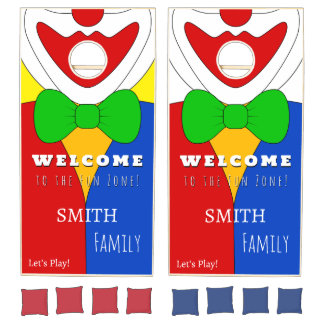 Vintage Personalized Circus Clown Family Fun Cornhole Set