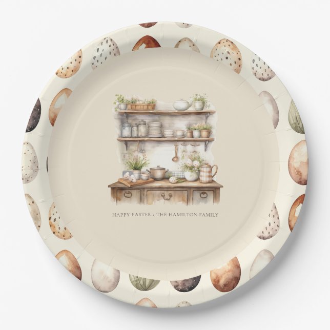 Vintage Personalized Easter Paper Plates (Front)