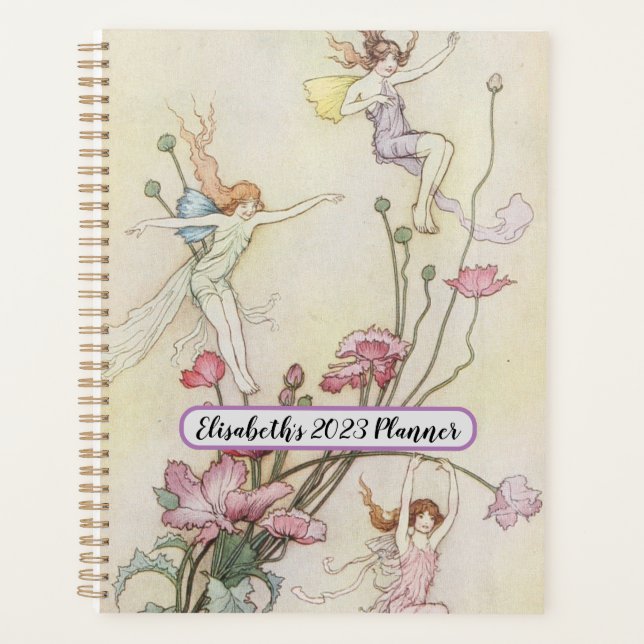 Vintage  Personalized Fairy Illustration, Retro Planner (Front)