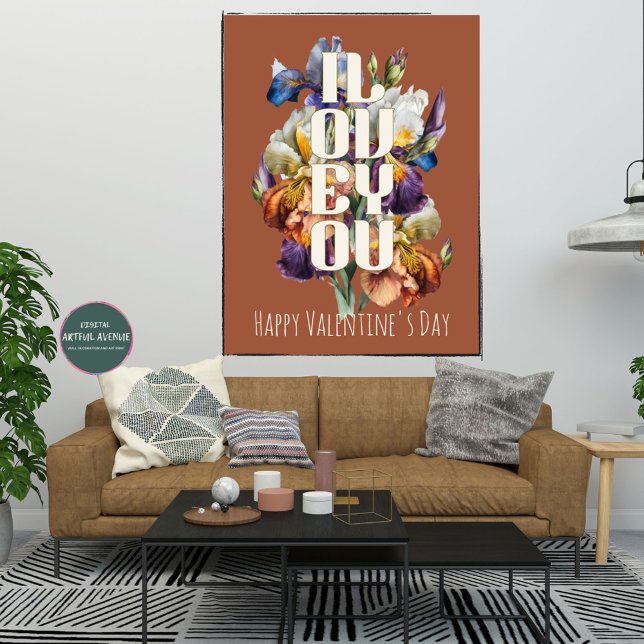 Vintage Personalized I Love You Flower Valentine  Poster (Creator Uploaded)