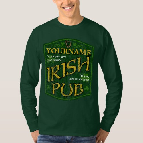 Vintage Personalized Irish Pub Sign Long Sl Tee
