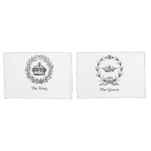 Vintage Personalized King and Queen Crowns Pillowcase