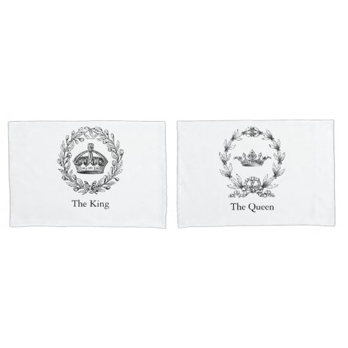 Vintage Personalized King and Queen Crowns Pillowcase