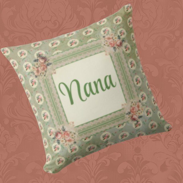 Vintage Personalized Memory Roses Lace  Throw Pillow (Creator Uploaded)