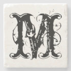 Vintage personalized monogram letter stone coaster