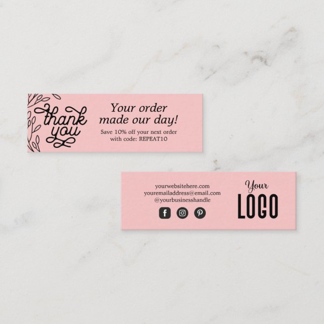 Vintage Personalized Order Thank You Card (Front/Back)