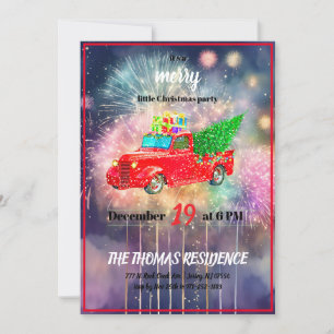 Vintage Personalized Red Truck Christmas Invitation