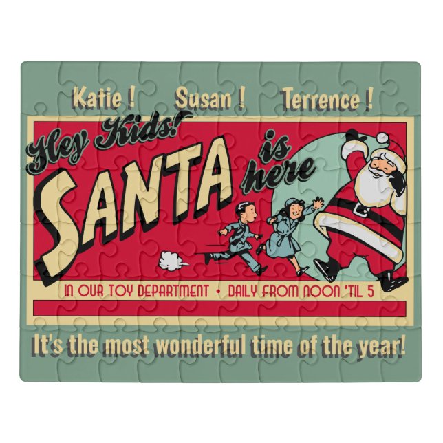 Vintage Personalized Santa Jigsaw Puzzle (Puzzle Horizontal)