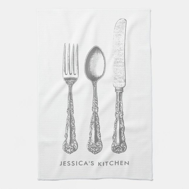 Vintage personalized template kitchen towel (Vertical)
