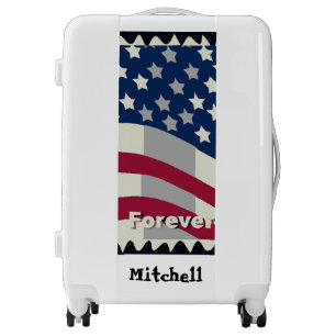 Vintage personalized USA flag Luggage
