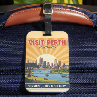 Vintage Perth Australia, Retro Sunshine & Scenery Luggage Tag