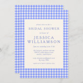 Vintage Perwinkle Gingham Plaid Bridal Shower  Invitation (Front/Back)