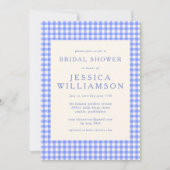 Vintage Perwinkle Gingham Plaid Bridal Shower  Invitation (Front)