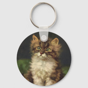 Vintage Pet Animals, Cute Striped Tabby Cat Kitten Keychain