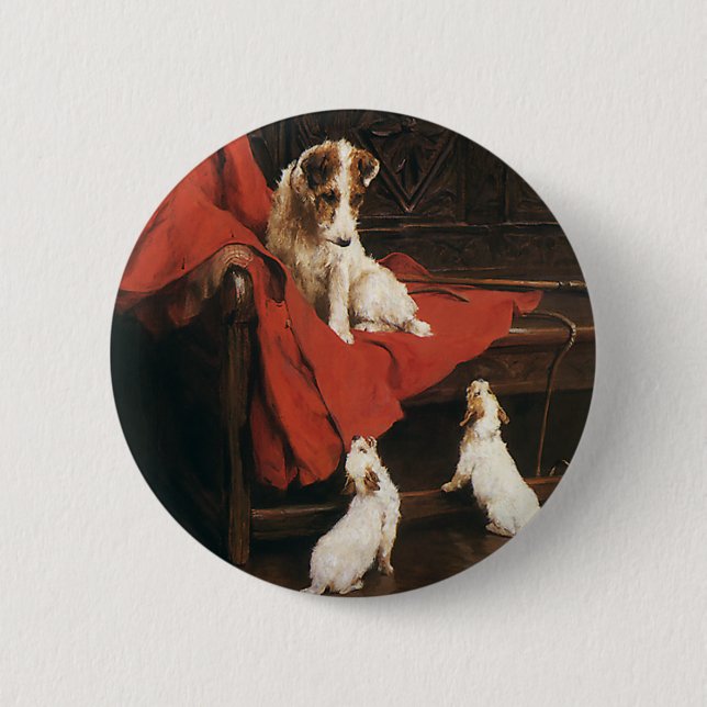 Vintage Pet Animals, Jack Russel Terrier Dogs Button (Front)