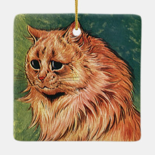 Vintage Pet Animals, Long Haired Orange Cat Ceramic Ornament