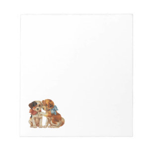Vintage Pet Animals, Puppy Love Puppies with Bows Notepad
