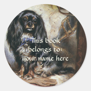 Vintage Pet Animals, Toy Spaniel Dog Bookplate