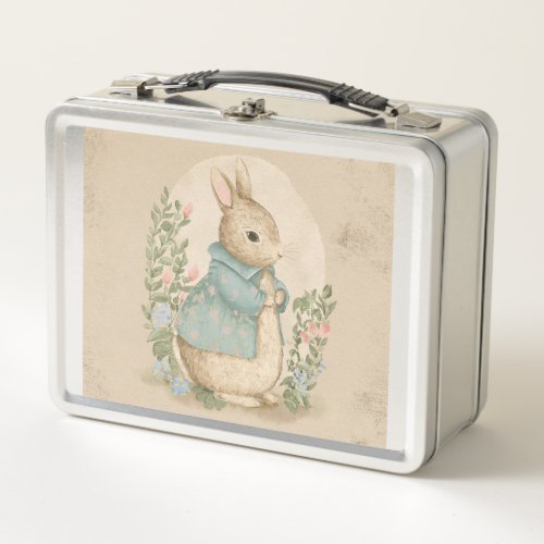  vintage peter bunny with flowers metal lunch box