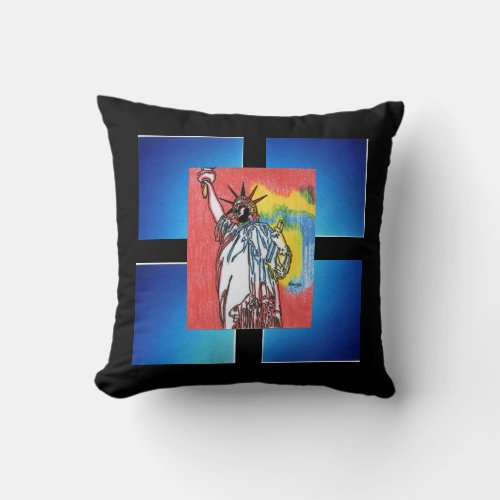 Vintage Peter Max statue of liberty throw pillow