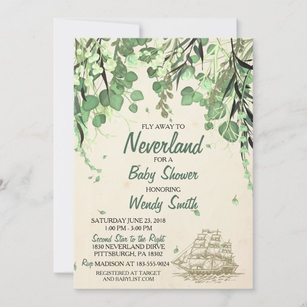 Peter pan sale baby shower invitations