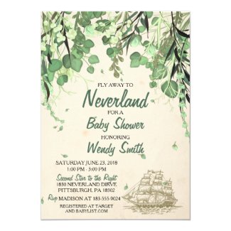 Vintage Peter Pan Neverland Baby Shower Invitation