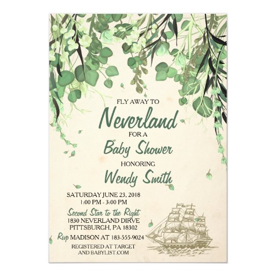 Vintage Peter Pan Neverland Baby Shower Invitation Zazzle Com